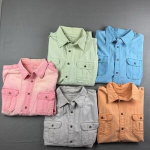 Lot of 5 Croft & Barrow Mens Large Casual Short Sleeve Dress Shirt Orange Blue +